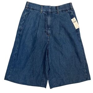 Pilcro by Anthropologie Long Pleated Denim Shorts